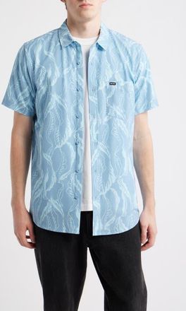 Rip Curl Sessions Aerotech Short Sleeve Performance Button-Up Shirt in Faded Denim at Nordstrom, Size Xx-Large