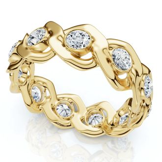 Pompeii3 Mens Grant Diamond Flat Cuban Ring 14k Gold Lab Grown