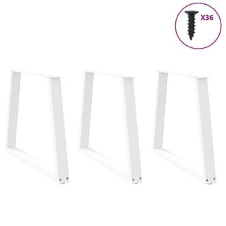 Berkfield Home Modern Dining Table Legs V-Shape 3 pcs White 70x(72-73.3) cm Steel