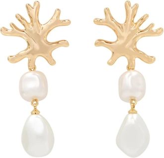 Self Portrait Earrings, female, Yellow, Size: ONE SIZE Coral Pearl Earrings