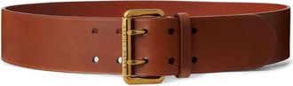Ralph Lauren Collection logo-engraved leather belt - women - Leather - S - Brown
