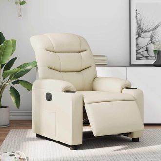 vidaXL Vidaxl - Sill&oacute;n Reclinable El&eacute;ctrico De Cuero Sint&eacute;tico Crema