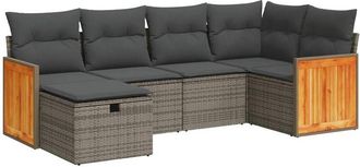 vidaXL Set De Muebles De Jard&iacute;n 6 Pzas Y Cojines Rat&aacute;n Sint&eacute;tico Gris Vidaxl