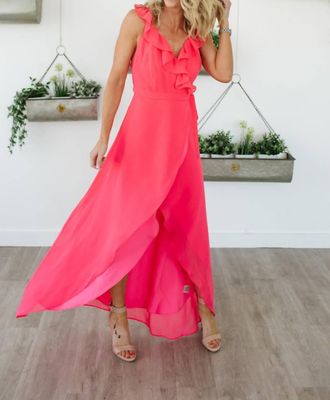 BB Dakota Formation Cross Back Maxi Dress In Hot Pink
