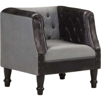 vidaXL Sill&oacute;n De Cuero Genuino Y Manguera Masiva Negra