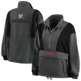 WEAR by Erin Andrews Womens WEAR by Erin Andrews Charcoal Washington Nationals Packable Half-Zip Jacket at Nordstrom, Size Xx-Large