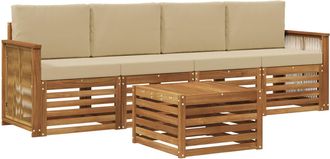 vidaXL Conjunto De Sof&aacute;s De Exterior 5 Uds. Natural Y Beige Vidaxl