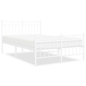 Berkfield Home Metal Bed Frame with Headboard & Footboard White 120x200 cm | Size: Small Double