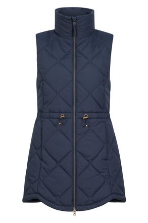 Mountain Warehouse Rye Womens Long Quilted Gilet - Lightweight IsoTherm Water-resistant Sleaveless Jacket - Spring, Summer Camping, Outdoors, Travelling & Hiking Navy Wo