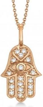 Allurez Diamond Hamsa Pendant Necklace 14k Rose Gold (0.16ct)