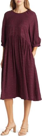 Nordstrom Elbow Sleeve Midi Dress in Burgundy Stem at Nordstrom, Size Xx-Small