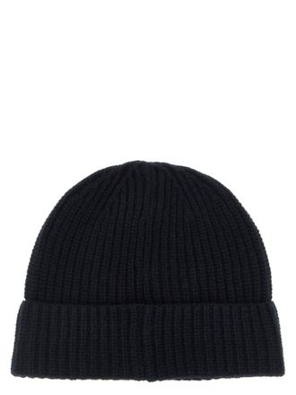 Stone Island ST339878BM Virgin Wool Ribbed Beanie - Navy