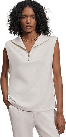 Varley Magnolia 2.0 1/2 Zip Tank Top Womens Sweater Ivory Marl : MD, Elastane/Polyester/Viscose