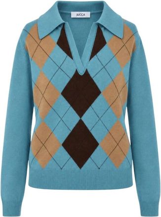 Jucca V-hals gebreid - Dames - V-hals truien - Blauw - S - Truien & Vesten