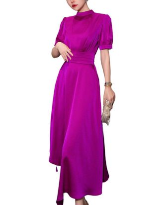Burryco Red Solid Maxi Dress