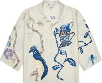 Munthe Nancie Shirt - Dames - Blouses & Shirts - Beige - Maat: XS Zijde