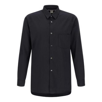 Comme Des Gar&ccedil;ons Gestreepte Overhemd - Heren - Zakelijke Overhemden - Blauw - XL - Wol - Overhemden