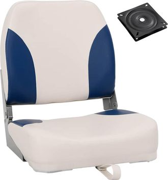 vidaXL Asiento Plegable Para Barco 1 Juego Con Coj&iacute;n Blanco Y Azul Vidaxl