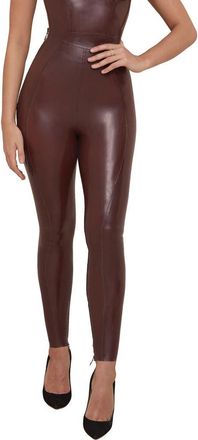 House of CB Lia High Waist Latex Leggings in Raisin at Nordstrom, Size X-Small