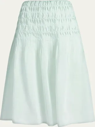 Khaite Florence Twist Pleated Silk-Blend Midi Skirt