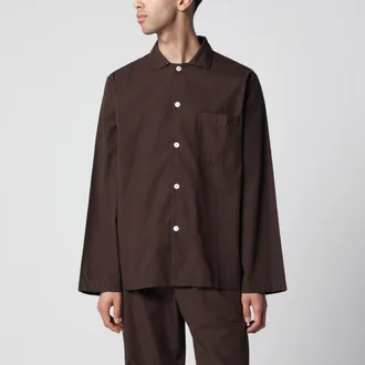 Tekla Brown cotton pajama shirt