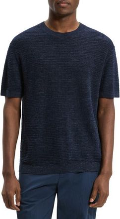 Theory Kolben Pacific Short Sleeve Textured Knit Sweater in New Baltic at Nordstrom, Size Xx-Large