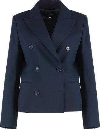 Max Mara Dames, Jassen, Blauw, Maat: 2XS Katoen