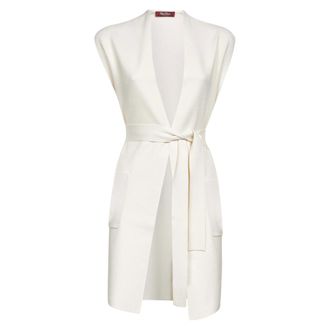Max Mara White Linen-Knit Jumper with Belt - female - Max Mara Studio - Waistcoats - White - XS - Jackets