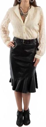 Scully Leather Ruffle Hem Skirt In Black