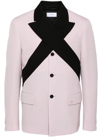 Off-white Blazer met contrasterende revers - Roze