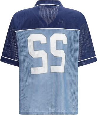 Moschino Mens Technical Mesh Shirt With Reversed 22 Print Fantasia Blu Polyester