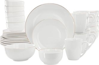 Gibson Home Ogalla 30 Piece Gold Banded Fine Ceramic Dinnerware Set in White at Nordstrom