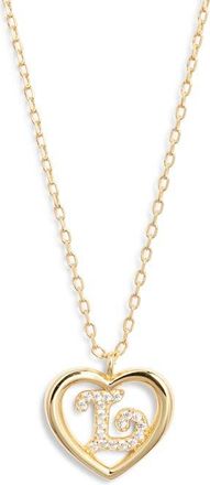 Argento Vivo Heart Cubic Zirconia Initial Pendant Necklace in Gold L at Nordstrom