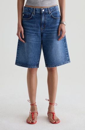 AG - Adriano Goldschmied Thalia Embellished Denim Bermuda Shorts in Silverado Trail at Nordstrom, Size 33