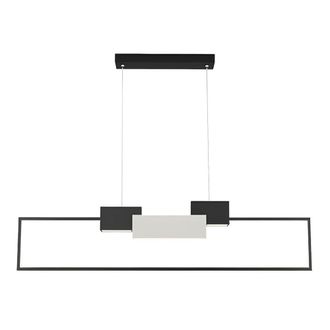 Trade Shop Trade Shop Traesio - Trade Shop - Lampadario A Sospensione Led 36w Rettangolare Con Telecomando Design Moderno Nero 71585