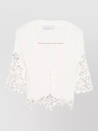 Ermanno Scervino cotton v-neck embroidered cardigan