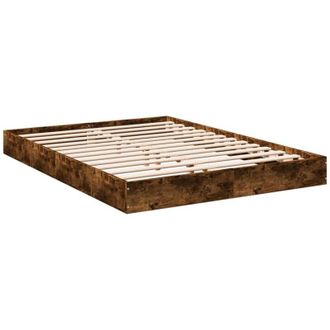 vidaXL Bed Frame without Mattress Smoked Oak 140x200 cm Engineered Wood Vidaxl
