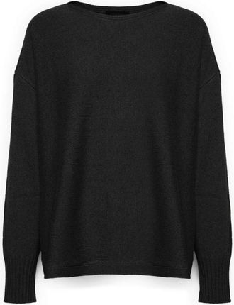 Elena Miro Pure Wool Boatneck Sweater - Dames - Ronde hals truien - Zwart - L - Wol - Truien & Vesten