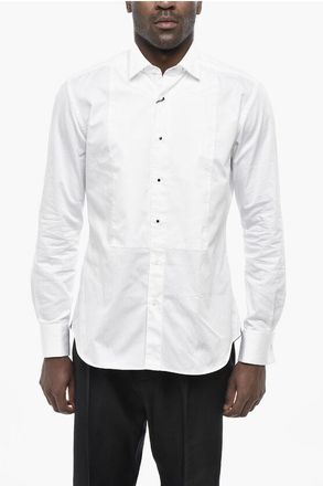 Corneliani Cotton Poplin Shirt with Contrast Buttons and Wing-Tip Colla size 40