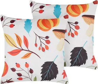 Beliani Conjunto De 2 Cojines De Terciopelo Multicolor 45 X 45 Cm Oto&ntilde;al Relleno Viscaria