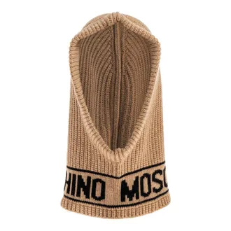 Moschino Accessoires, Heren, Beige, ONE Size, Wol, Logo Hood