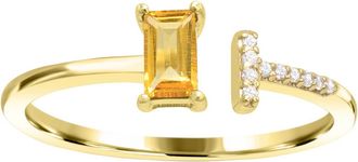 Diamond2Deal 10K Yellow Gold Citrine and Diamond Engagement Ring ( 0.25Ct)