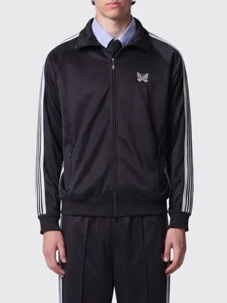 Needles Felpa track jacket a righe bicolore con collo alto e logo ricamato