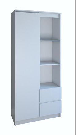 OEM Estanter&iacute;a Abierta Blanca Mate - 7 Estantes, 2 Cajones - Perfecta Para La Sala De Estar, La Oficina O El Dormitorio - Construcci&oacute;n S&oacute;lida, Dise&ntilde;o Mode