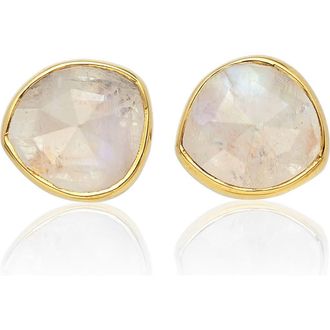 Monica Vinader Siren Stud Earrings in Gold/Moonstone at Nordstrom