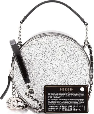 Chanel Evening On The Moon Round Evening Bag Glittered PVC with Patent Mini crossbody bag - Nero