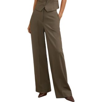 Reiss Solene Wool Blend Wide Leg Pants in Green at Nordstrom, Size 10 Us
