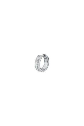 Diesel Stainless Steel Hoop Earring - Earrings - Unisex - Silver