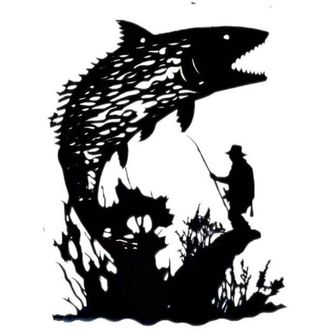 OEM Adorno De Pared De Metal Para Jard&iacute;n, Peces, Animales, Pesca, Monta&ntilde;as, &Aacute;rboles, R&iacute;os, Artesan&iacute;a, Arte Humano, Ornamento, Siluetas, Hogar, Interior, E