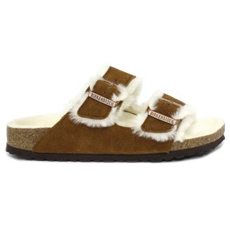 Birkenstock Arizona Shearling Suede Unisex Casual Sandals - Mink - Size:UK 10.5